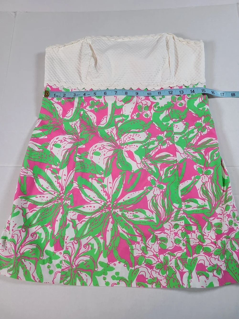 SOLD Pulitzer Vintage Strapless Dress With Zip & Back Tie White Textured SOLD - Picture 10 of 13